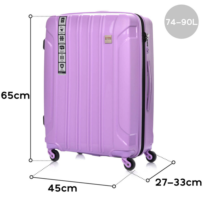 Średnia Walizka SwissBags Tourist 65cm Fioletowa